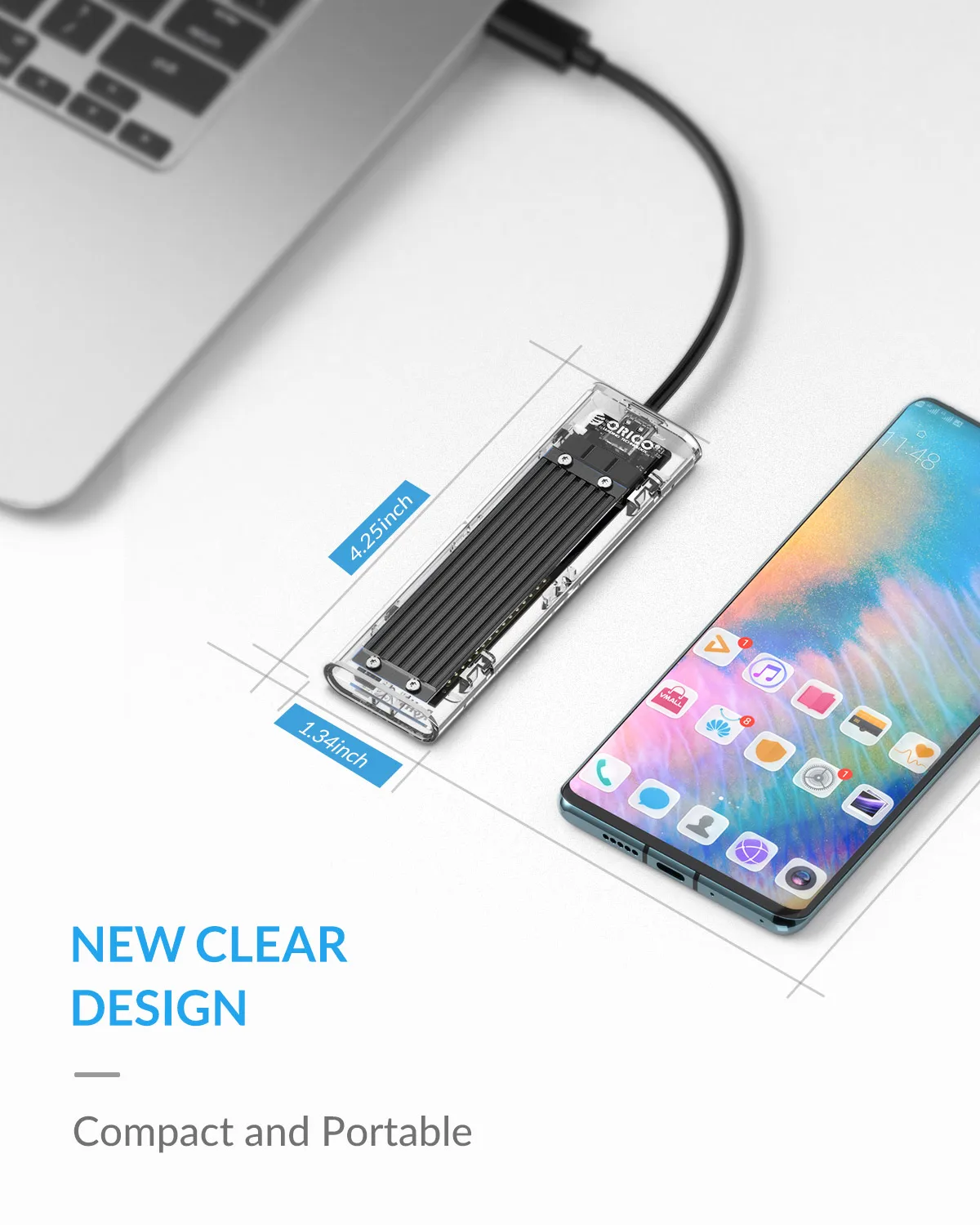 ORICO M.2 для Тип-C SSD корпус NVME прозрачный USB3.1 Gen2 10 Гбит/с Поддержка UASP 2 ТБ для NVME PCIE NGFF SATA м/B Ключ SSD жесткий диск