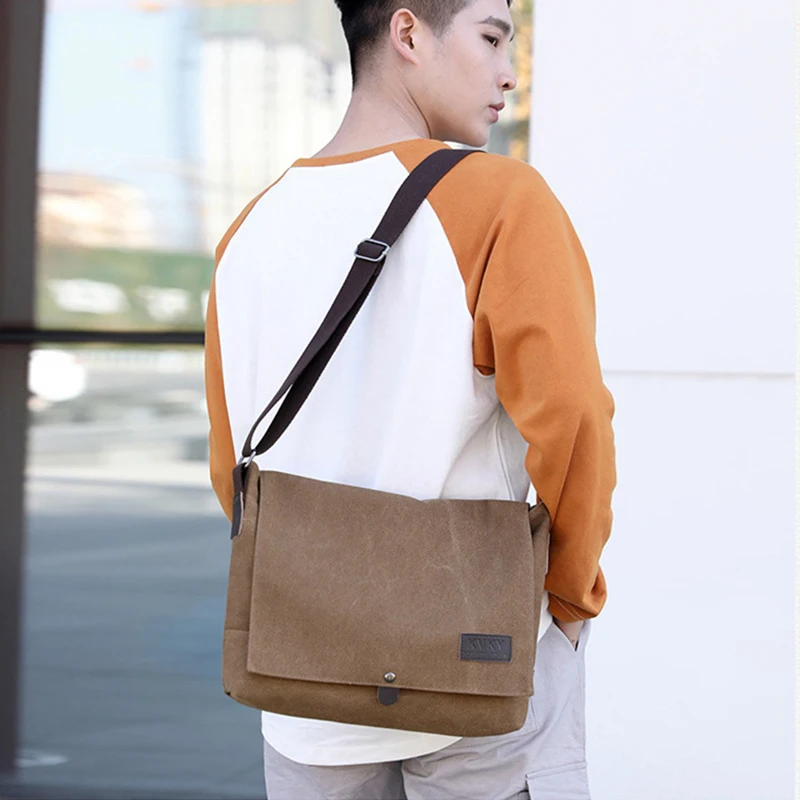Повседневная холщовая сумка-мессенджер для мужчин винтажные большие сумки через