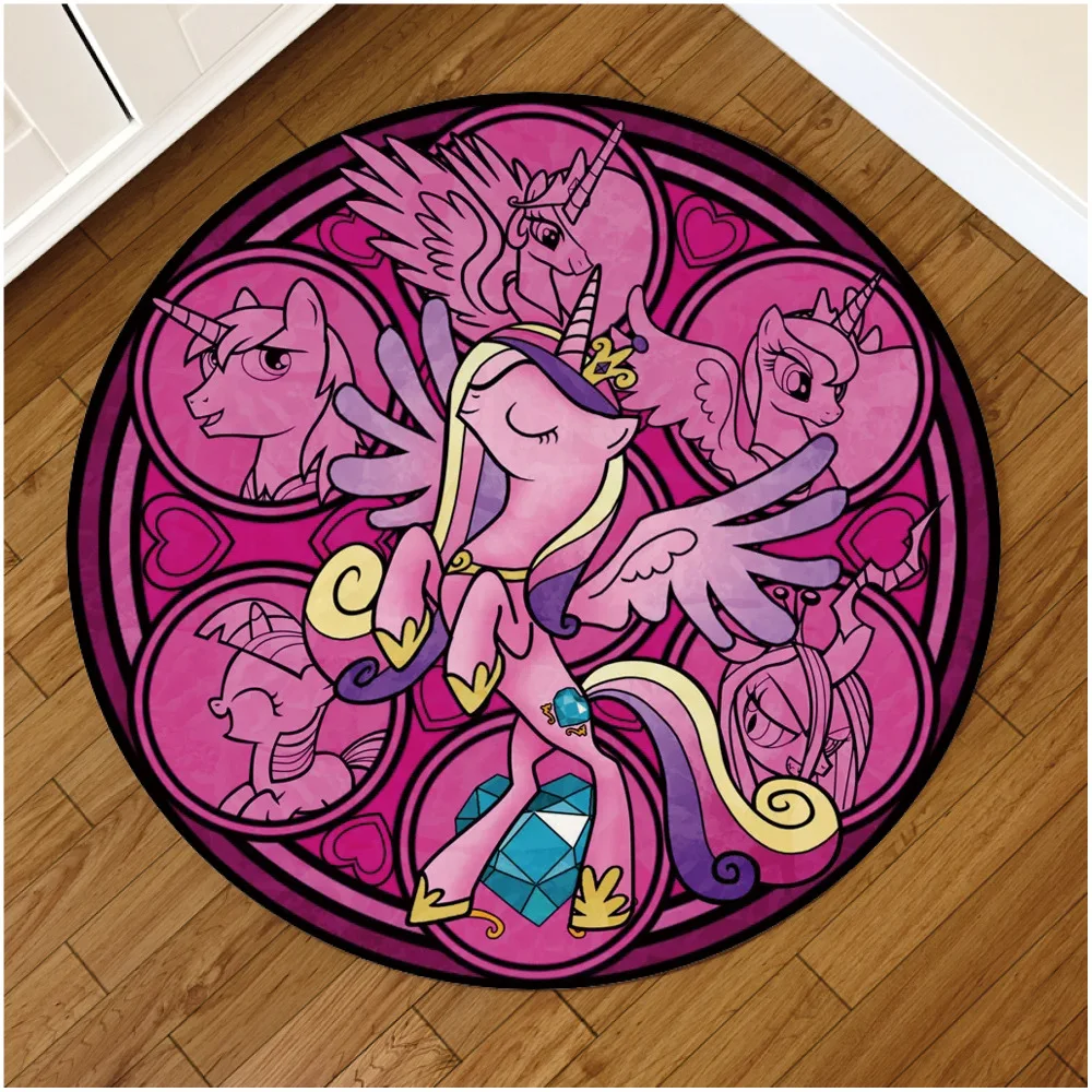 Мультяшный розовый маленький единорог лошадь дверной коврик напольный круглый