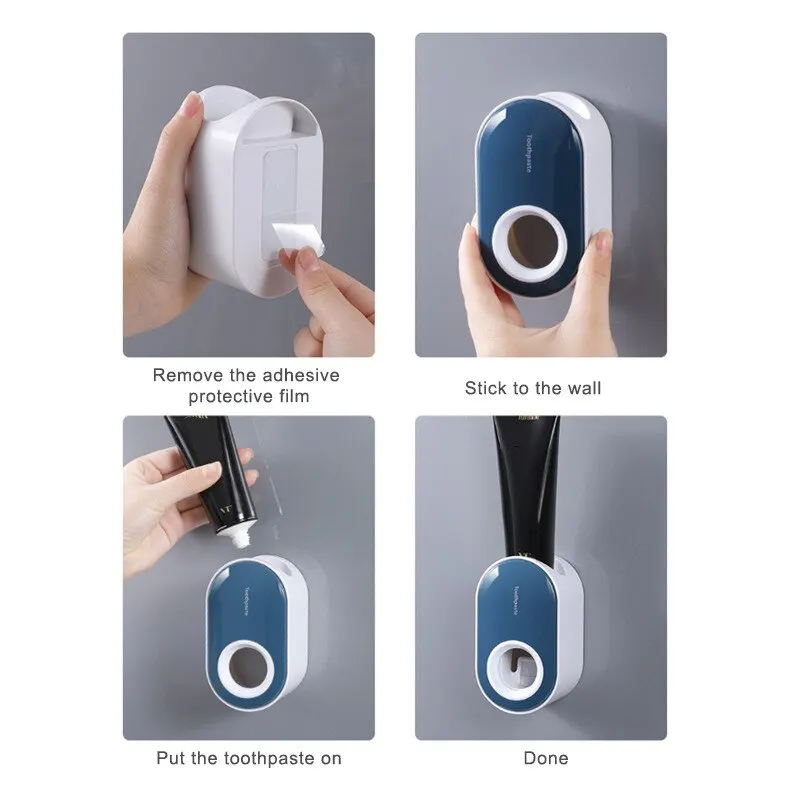 

Wall Mounted Toothpaste Extruder Automatic Toothpaste Dispenser Bathroom Toothbrush Storage Rack Punch-Free Toothpaste Squeezer