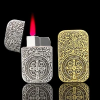 red torch lighter personality creative embossed metal constantine inflatable windproof lighter gift for men smoking accessories