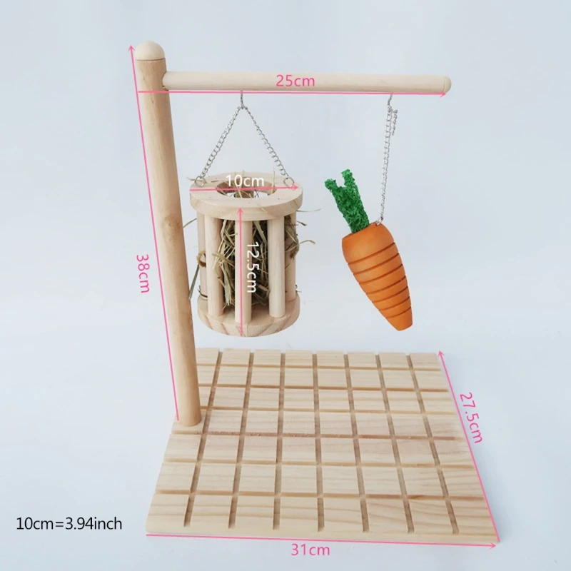 

Guinea-pig Bunny Grind Frame Chew Toys Natural Healthy Wood Carrot&Rabbit Foot Pad for Teeth&Nails Healthy Wood Carrot