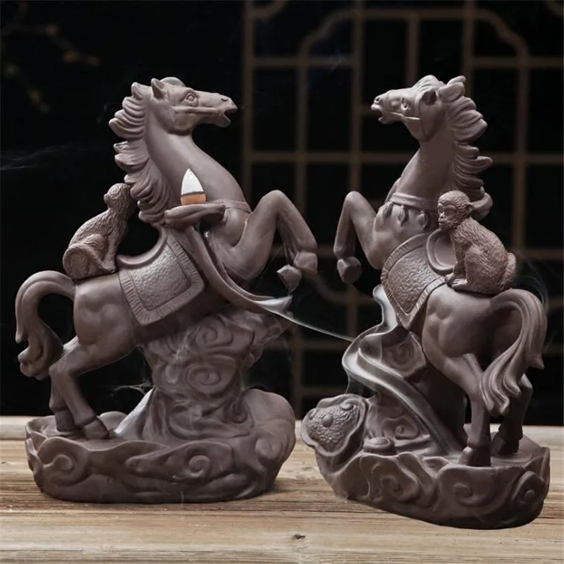 Большой размер Стоящая Лошадь обезьяна задний поток благовония горелка ручной