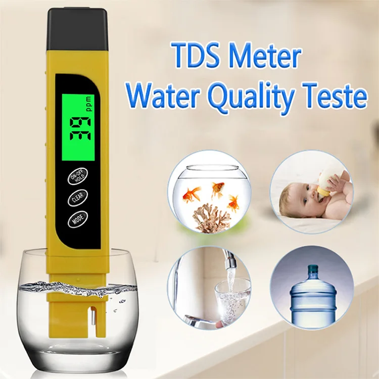 

Portable LCD Digital Display Water Quality Tester Temperature Detector Water Quality Test Pen Water Purity Tester 0-9990 PPM
