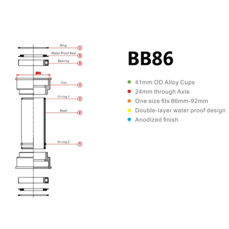 

BB86 MTB Road Mountain bike bicycle Press Fit Bottom Brackets for 24mm Crankset