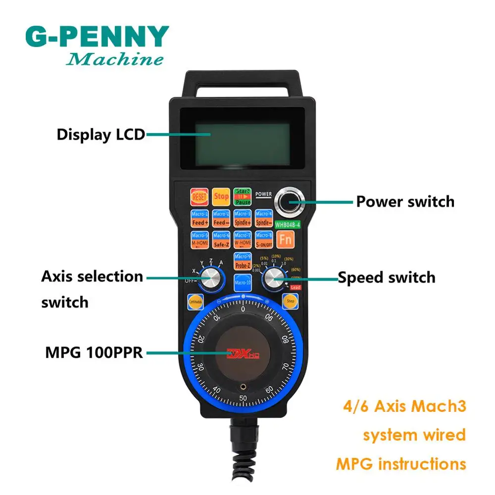 Бесплатная доставка! 4 оси ЧПУ USB пульт дистанционного управления маховик MPG