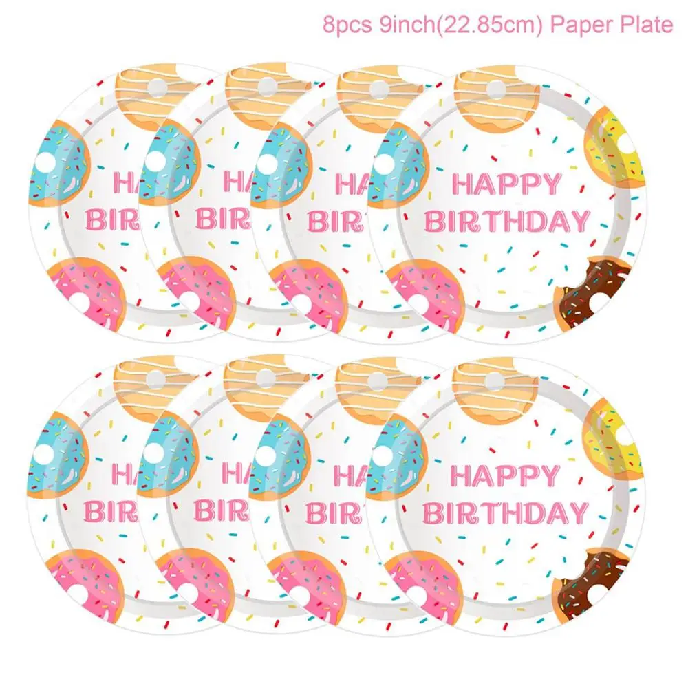 Plate 9inch 8pcs Пончик, настенная подставка, Пончик, украшение на день рождения, вечерние пончики, вечерние принадлежности, декор на день рождения, стол для детского душа, свадебное событие - Цвет: Plate 9inch 8pcs
