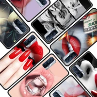 sexy red lips kiss for oppo realme 7i 7 6 5 pro c3 xt a9 2020 a52 find x2lite luxury tempered glass phone case cover