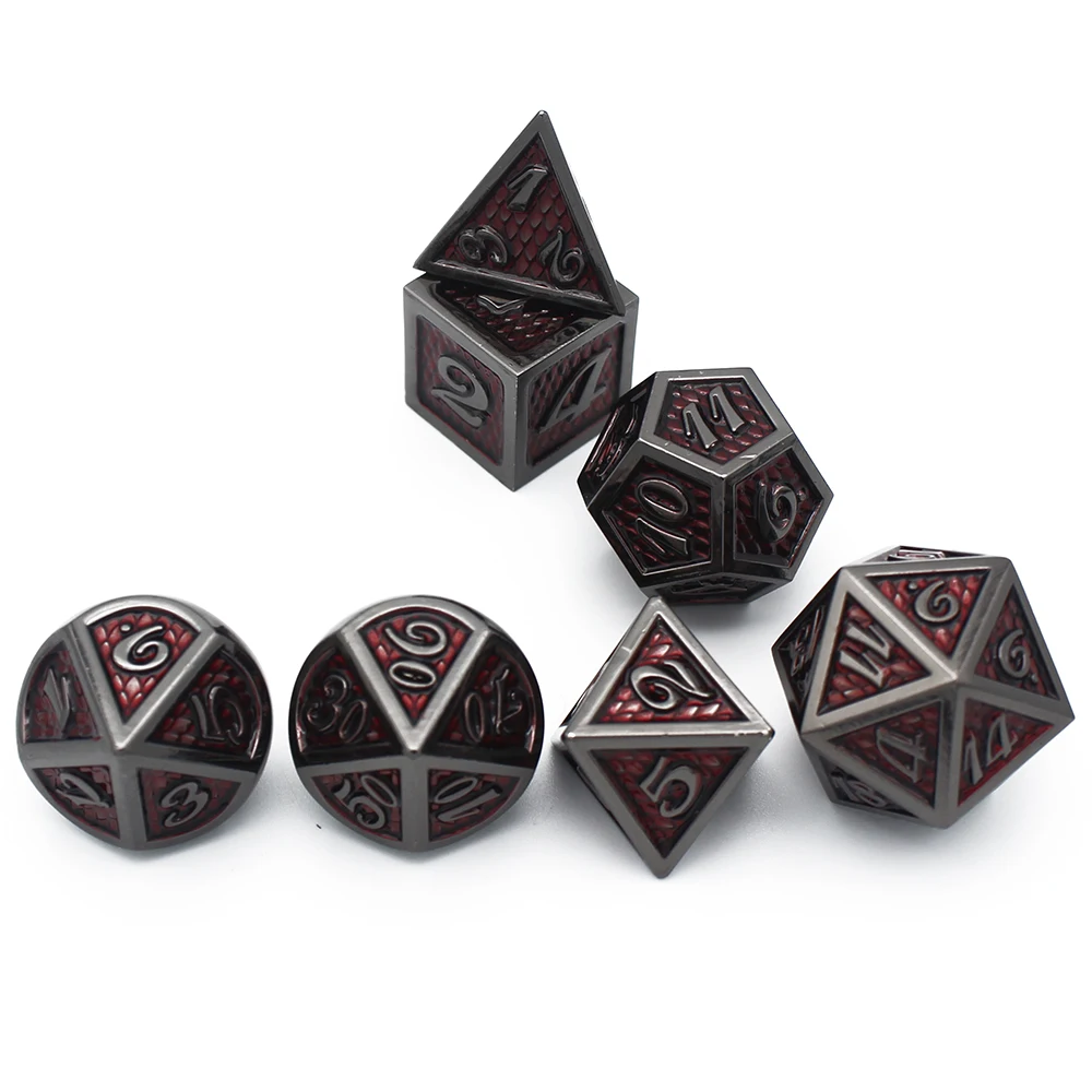 Новый дизайн 2020 года набор металлических игральных костей D & бархатный чехол 7 шт.
