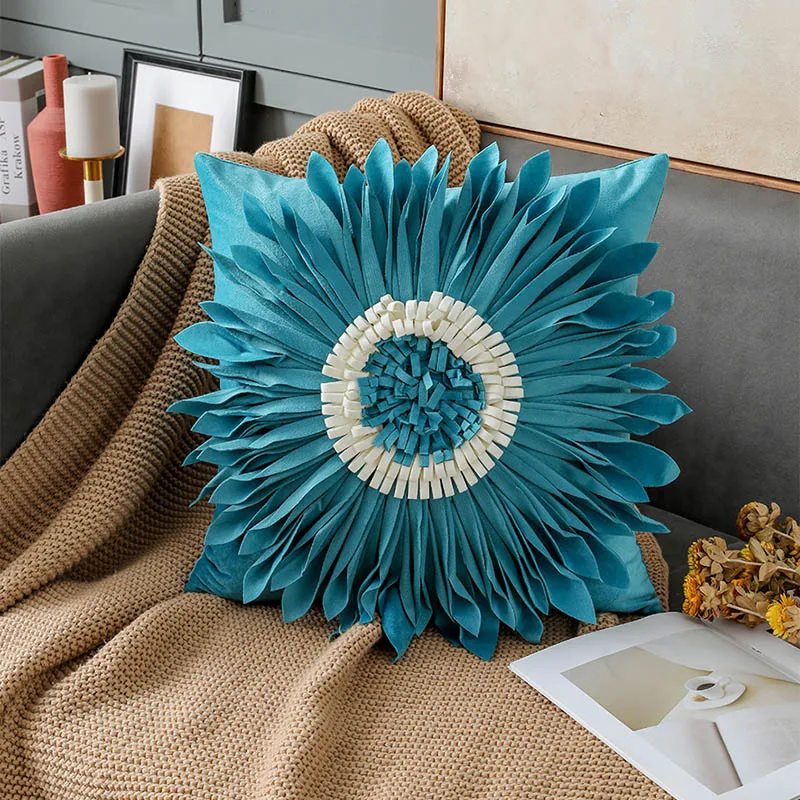 

New INS Nordic Style Cushion Cover 3D Flowers Sunflower Pillow Case Soft Creativity Home Decoration For Sofa Bed Chair Handmade