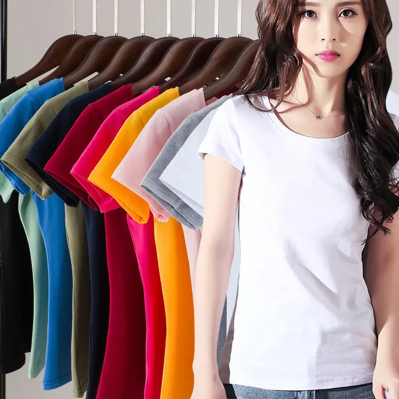 

Женские футболки, летние модные женские хлопковые топы, футболки, черные, белые футболки, Женские однотонные Топы больших размеров для Harajuku,...