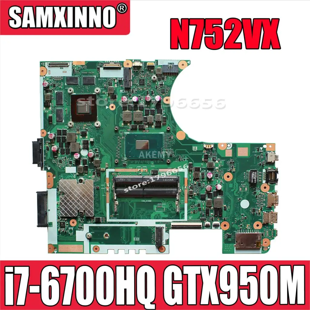 N752VX MB._ 0M/I7 6700HQ/AS GTX950M N16P GT A2 материнская плата REV 2 0 для For Asus N752V ноутбука DDR4 RAM 100%