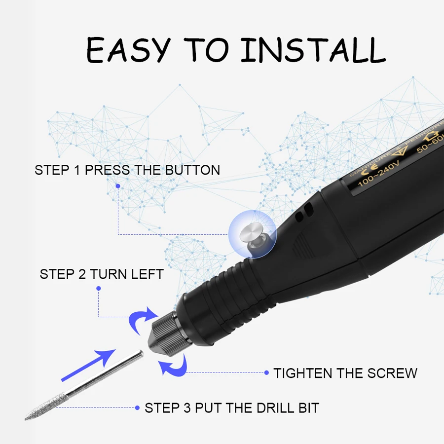 Аппарат для маникюра и педикюра электрические сверла ногтей набор Керамический