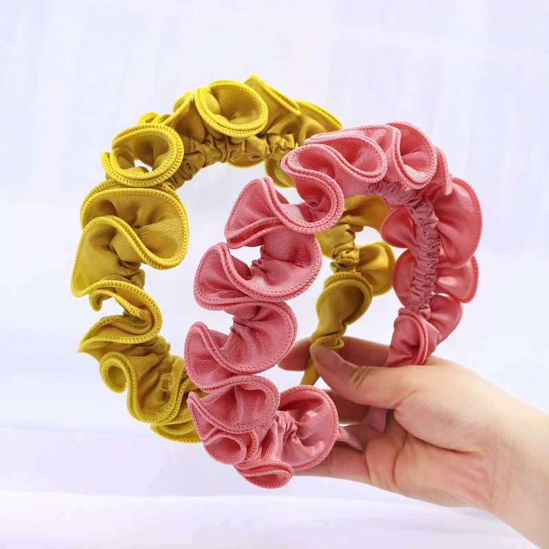 

New Folds Brim Headband Hairband For Women Folds Lace Flower Headband Solid Casual Headwear Summer Turban Fresh Hair Accessories