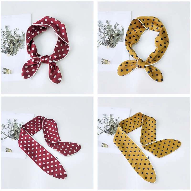 Модный тонкий длинный шелковый шарф женский платок с лентами на запястье Женский