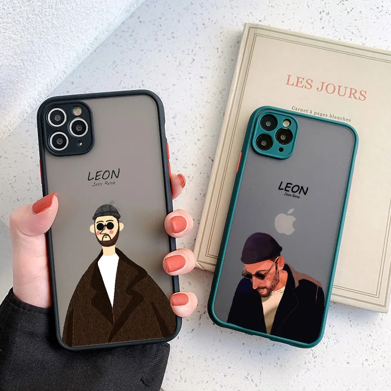 

Cartoon Killer Leon Uncle Girl Phone Case For iPhone 12 11 Pro X XR XS Max 6s 7 8 Plus SE2020 Cute Hard Transparent Cover Couple