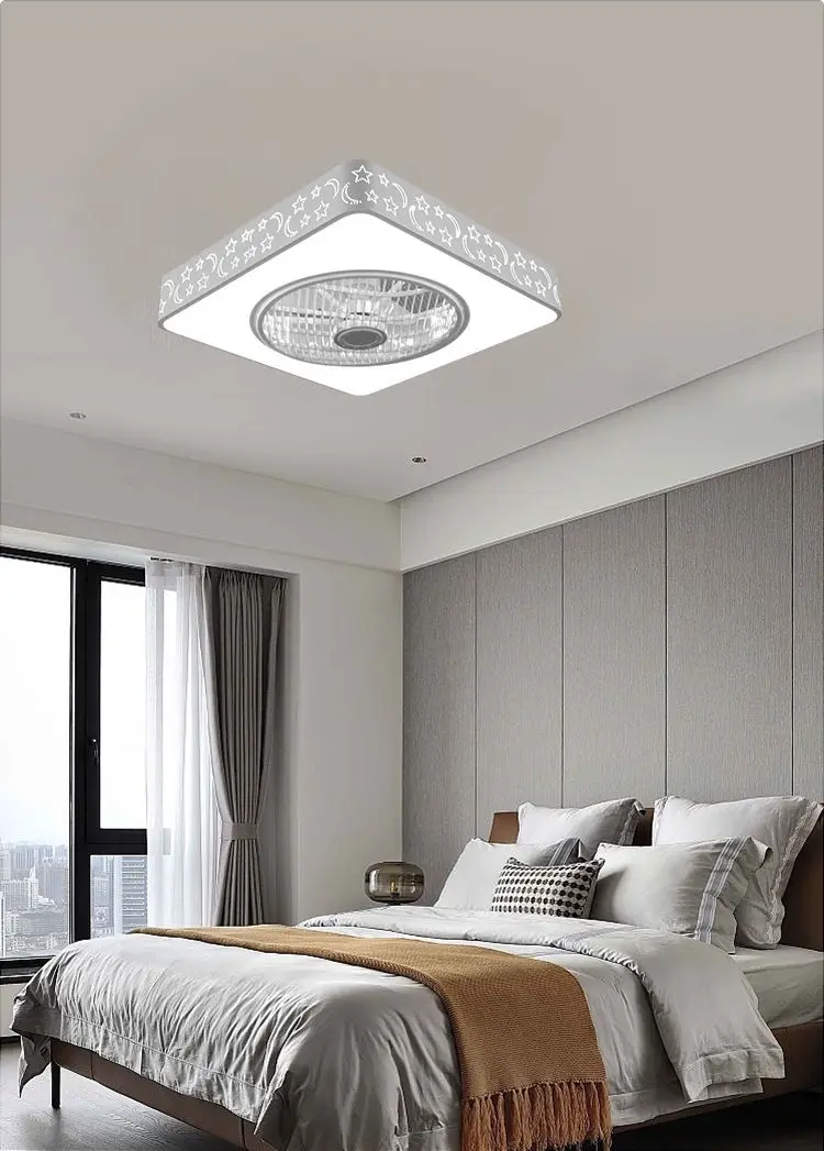 Квадратный потолочный светодиодный светильник в виде звезды и Луны для спальни