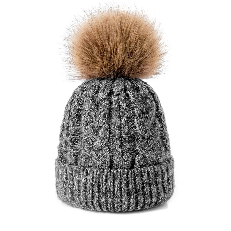 g New Women's Hat For Women Winter Warm Knit Solid Color Wool Cap Warm Women's Skullies Beanies Hat Knitted Hats Casual Cap - Цвет: g