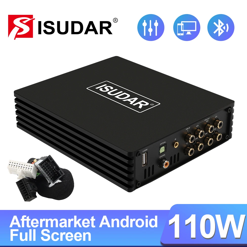 ISUDAR Aftermarket Android полноэкранный радиоусилитель автомобильный DSP для 4-канальных