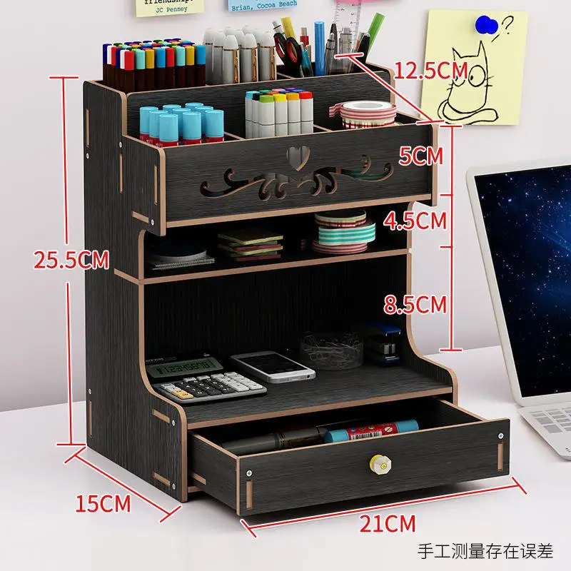

Wooden Pen Storage Multi-functional Drawer Study Storage Box Pen Holder Office For School Stationery Bookshelf Desk Sorting Rack