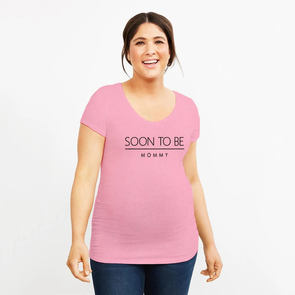 Camiseta de maternidad para mam&aacute;, prenda de vestir, con cuello redondo, divertida, para embarazo-5