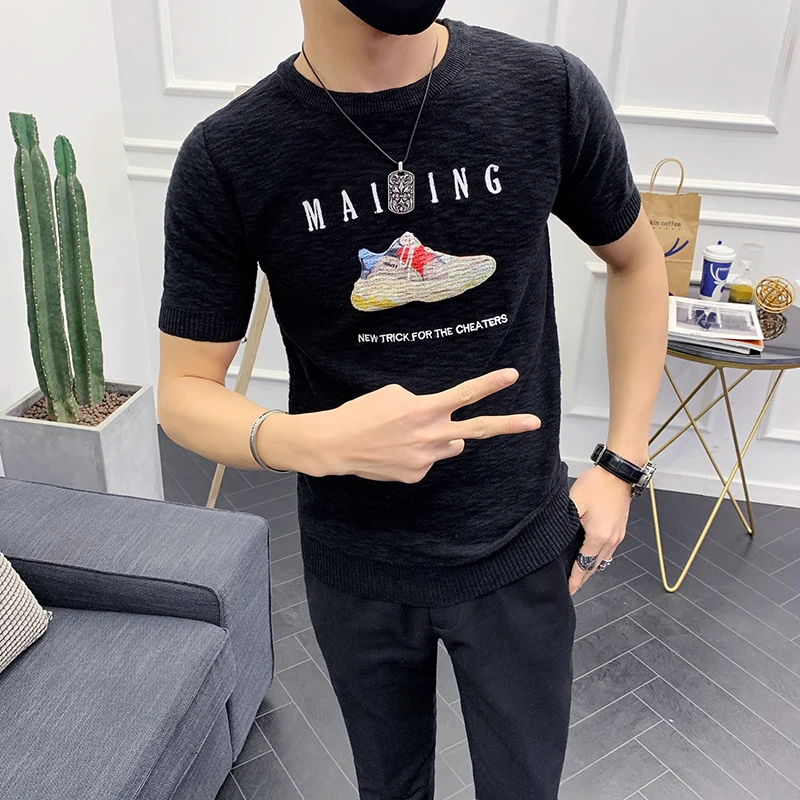 Кроссовки с короткими рукавами Трикотажная футболка принтом Футболка из