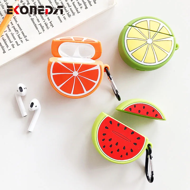 Силиконовый чехол EKONEDA для наушников Airpods со свежими фруктами с лимонным и