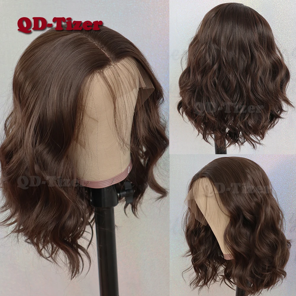 QD Tizer 13*4 короткие волнистые волосы оранжевый цвет свободная часть кружевные