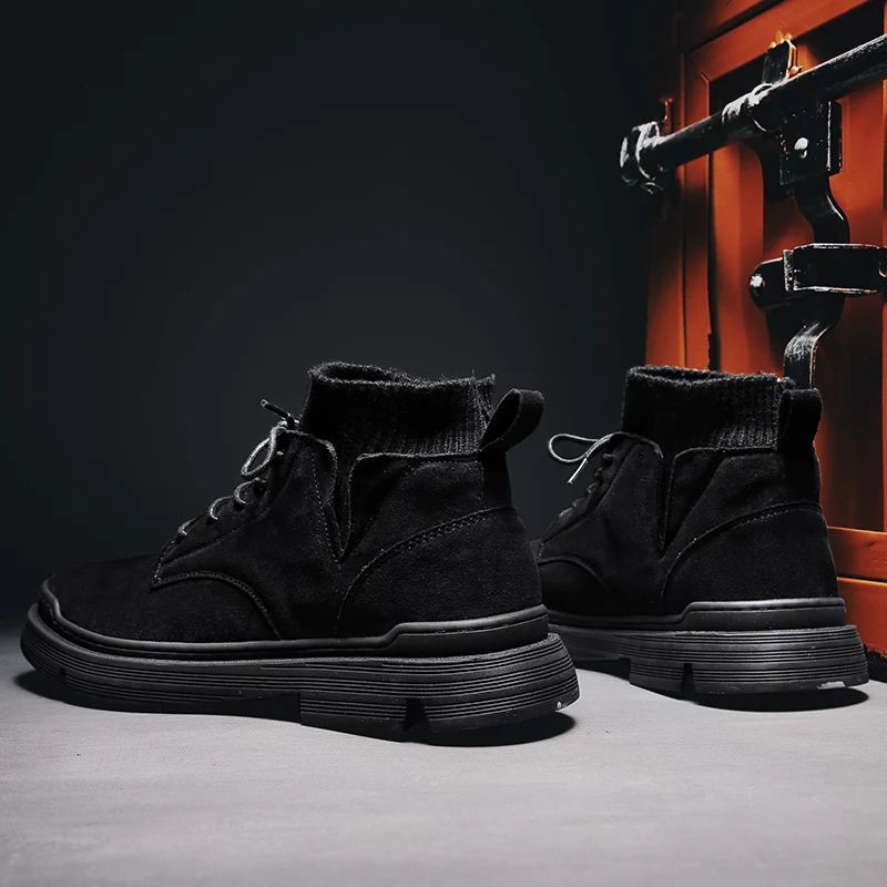 

Vintage Boots Men Botas Men Leather Boots Chelsea High Top Shoes Men's Mens Heel Cowboy For Casual Ankle Winter Work