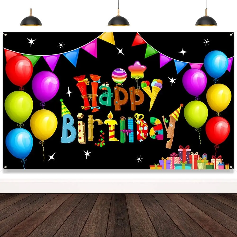 

Фон с днем рождения, баннер, большие красочные воздушные шары, знак, плакат, украшения для детской вечеринки, фон для празднования, поставки