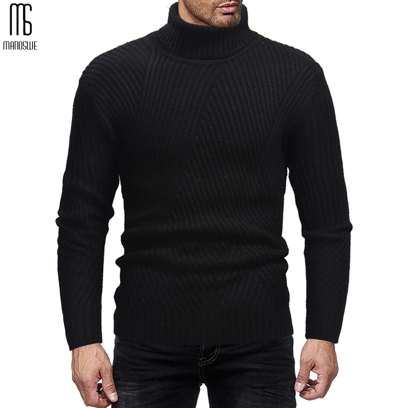 Мужской пуловер с высоким воротником Manoswe однотонный облегающий Повседневный