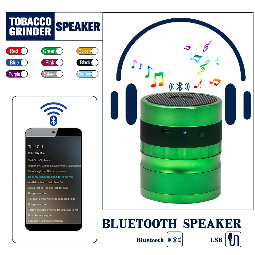 HONEYPUFF питание Bluetooth книжная полка колонки травы мельница пыльца Catcher 62 мм