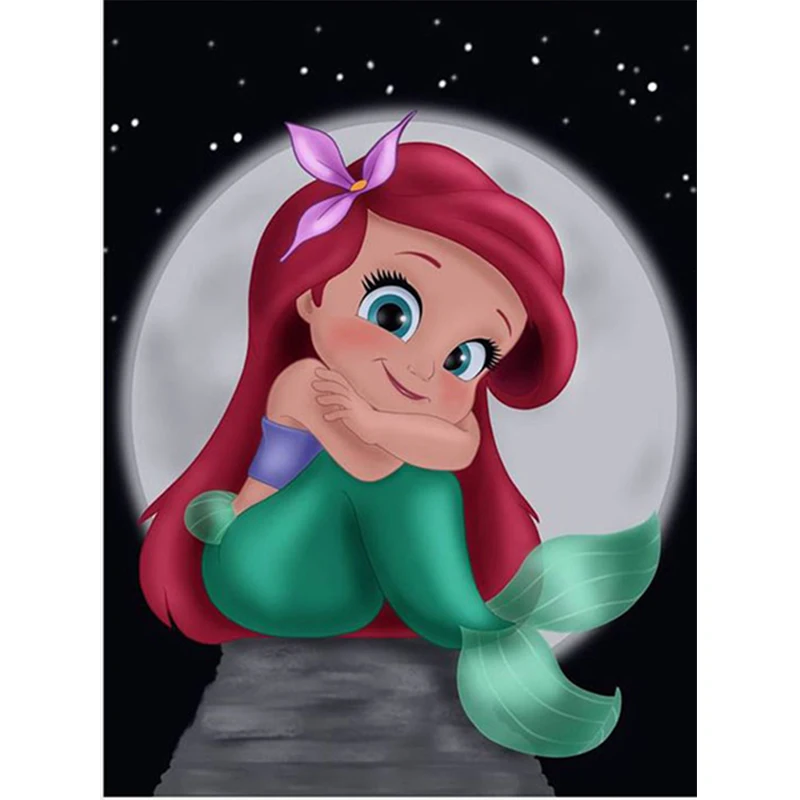 

DisneyThe Little Mermaid Ariel 5D DIY Diamond Painting full SquareRound Diamond Embroidery Cross Stitch Rhinestone Mosaic decor
