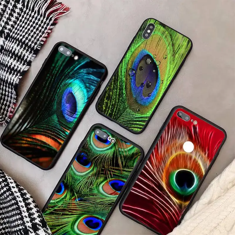 

Turquoise Stone Flora Peacock Feather Phone Case For Xiaomi 8 9 10t A2 Pro MIX2 2S MAX3 note 9cc 10 pro lite Cover