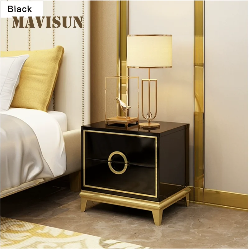 

Wall Black Loft Bedside Table Stand Cabinets Storage Comfortable With Double Drawers Bed Narrow Side Tables For Cheap Bedroom