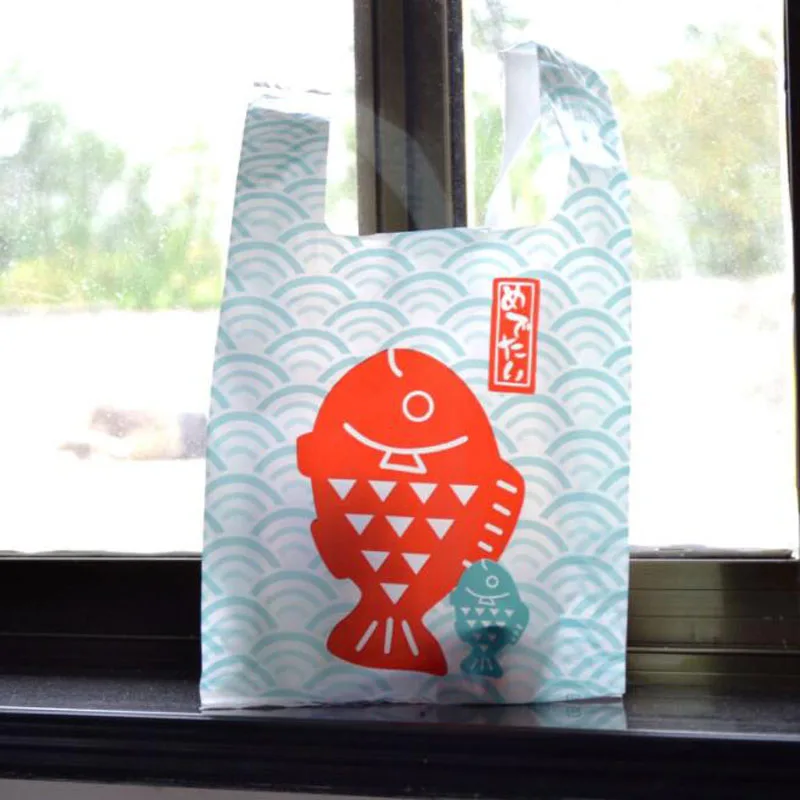 

100pcs Japanese Style Take-out Doggy Bag Fish Scale Design Sushi Rice Ball Snack Takeaway Packaging Bag