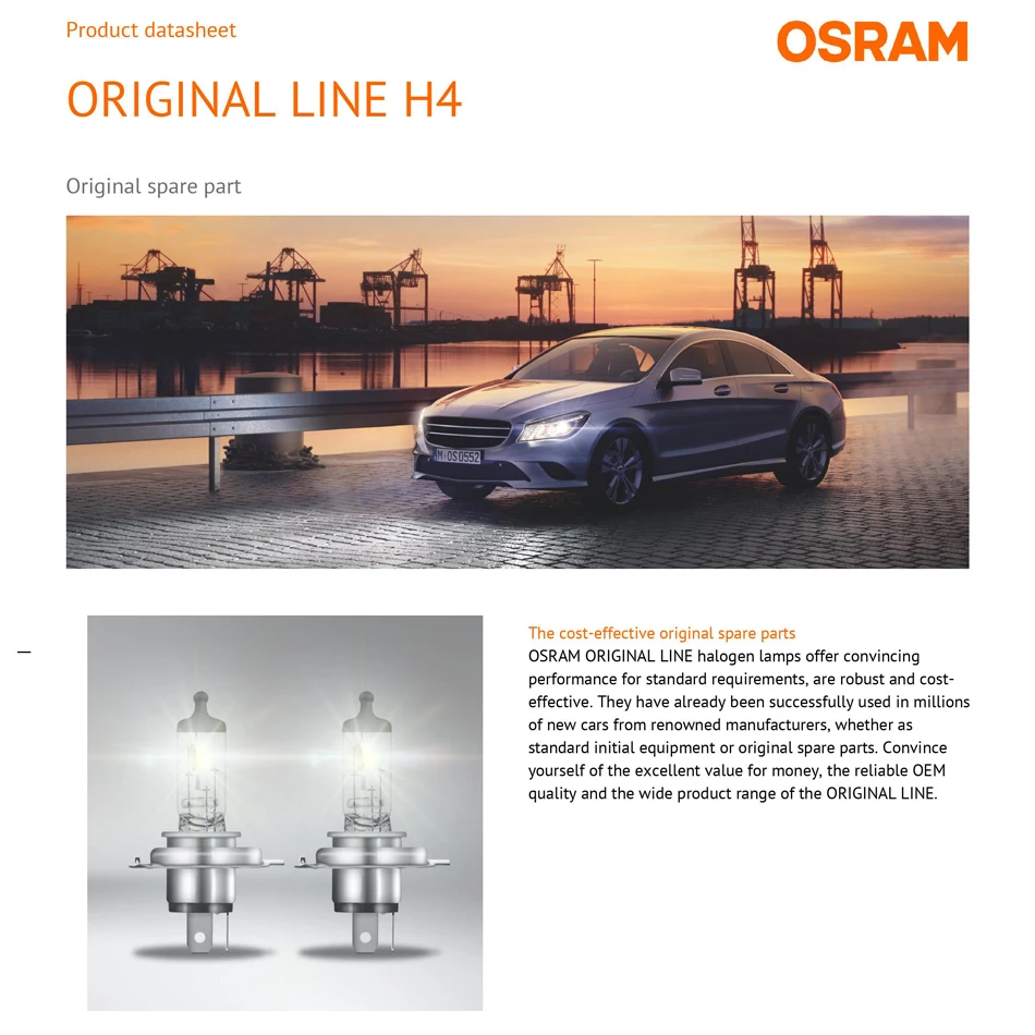 OSRAM H4 галогенные лампы 55 Вт 64193 100 62204 P43t базовые 3200K Желтые стандартные