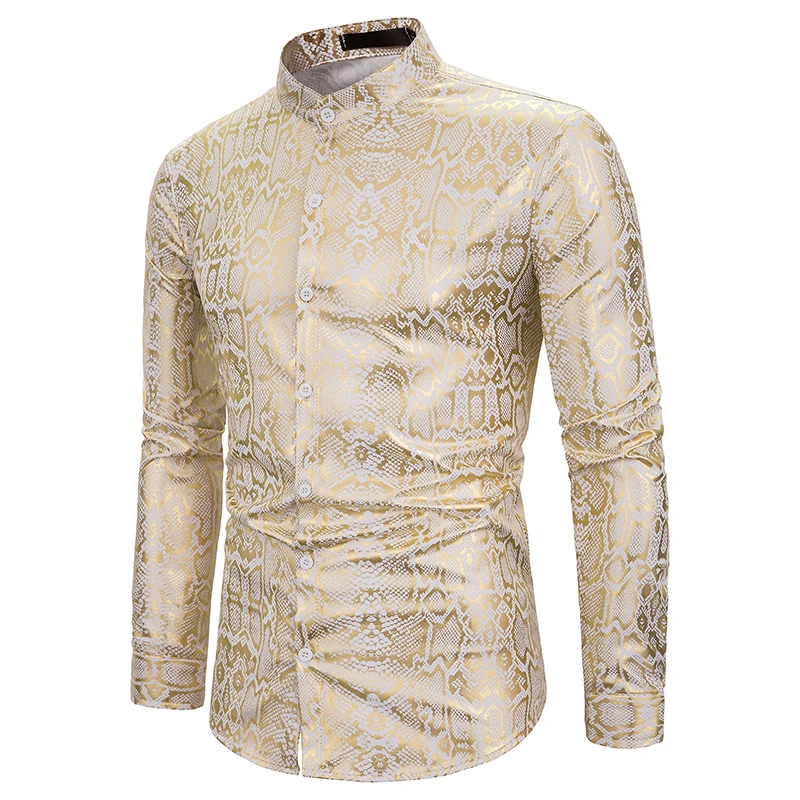 Рубашка мужская хипстерская с длинным рукавом роскошная приталенная