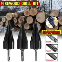384245mm round hex shank firewood splitter machine drill wood cone reamer punch driver drill bit split drilling tools