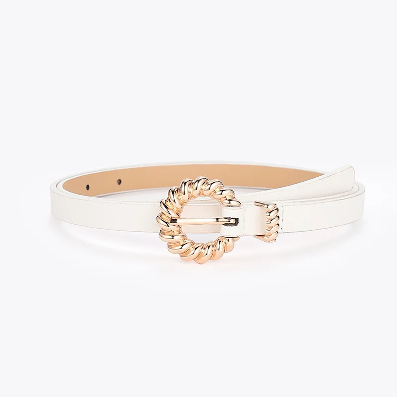 Женский ремень из искусственной кожи с пряжкой регулируемый черного белого