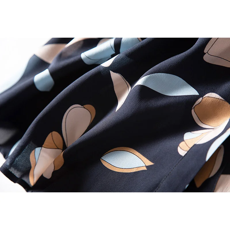 

Fashion Chiffon Printed Dress Female Retro New Waist Short Sleeve Shirts Dresses Vogue For Loose Women's Vintage Bohemian Skirt