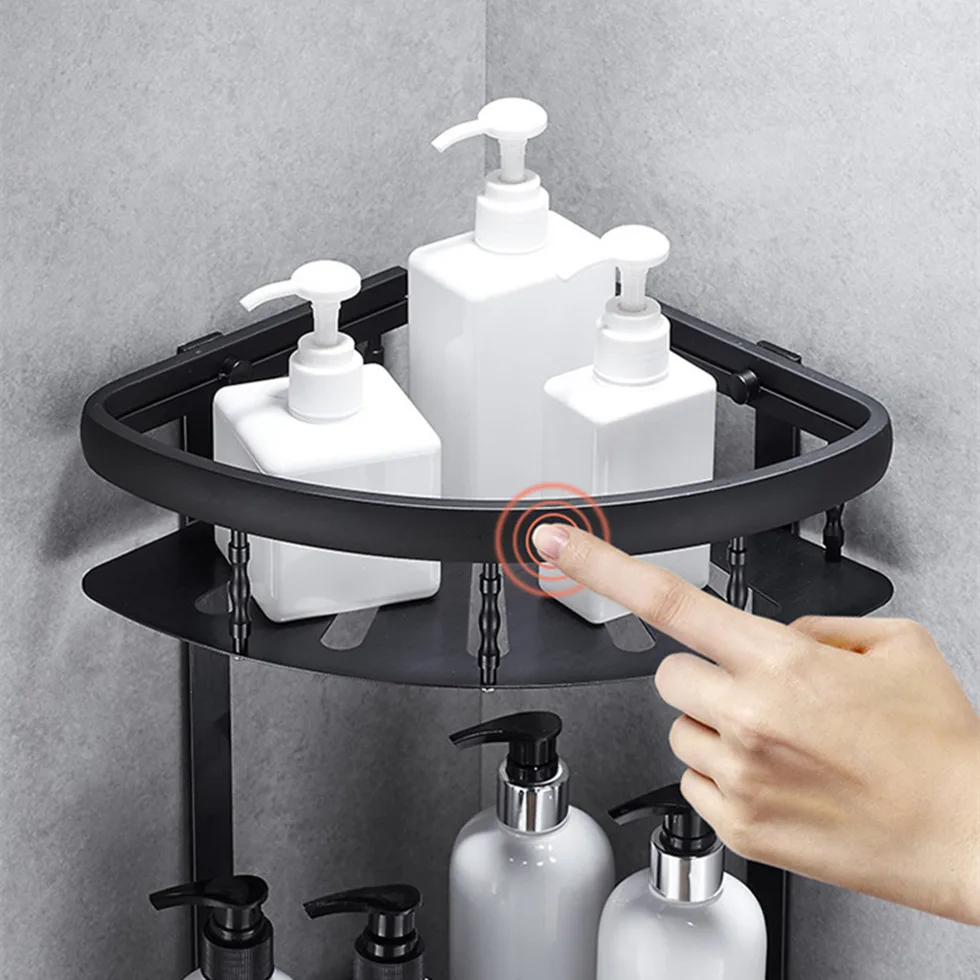 Черные алюминиевые полки для ванной комнаты подвесная полка душа настенная