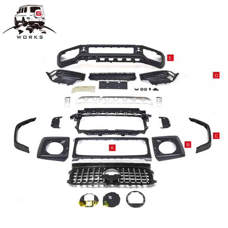 Car bumpers w464 g63 front bumper grille with headlight cover for 2019 w463a g500 g63 style fenders A style