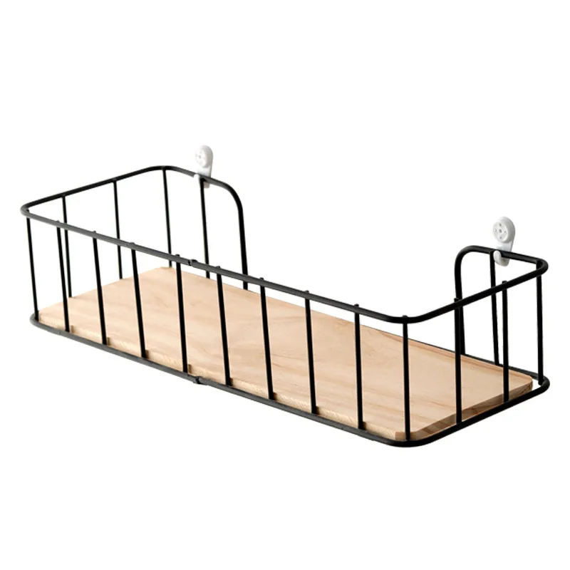 

Nordic Minimalist Wood Wrought Iron Racks For Home Decoration Wall Figure Art Decorative Wall Shelf For Living Room