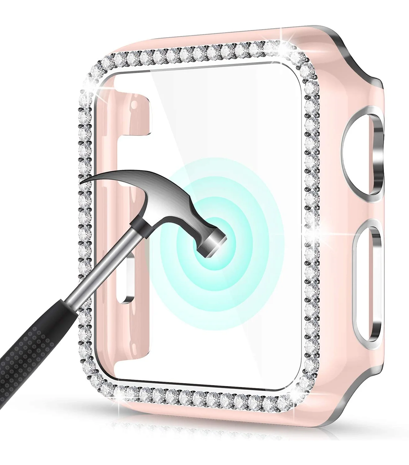 Шикарное стекло + чехол для Apple Watch 44 мм 45 41 40 42 38 фотоэлемент защита экрана iwatch