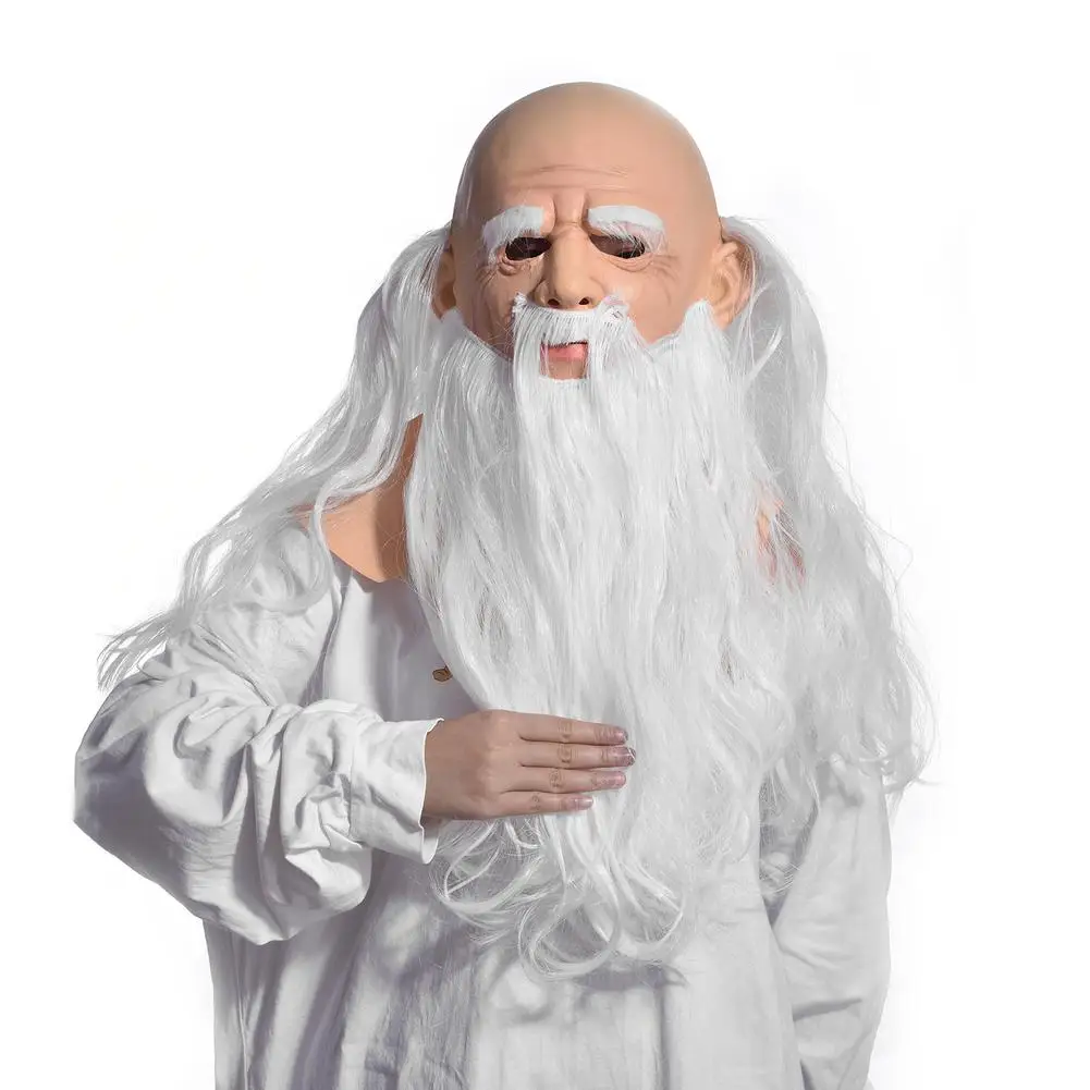 

Merry Christmas Santa Claus Latex Headgear Outdoor Ornamen Cute Santa Claus Costume Masquerade Bald Grandpa Beard Dress Up