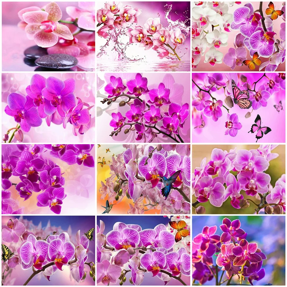 

HUACAN Coloring By Numbers Orchid Wall Art HandPainted Unique Gift DIY Frame Paint By Number Flower Children's Room Decor