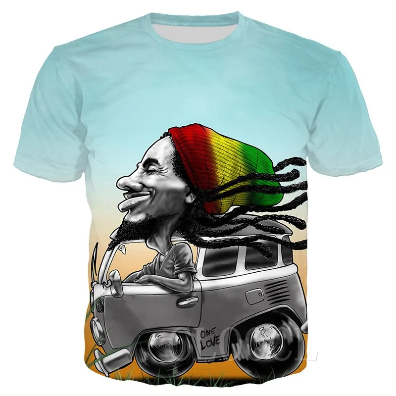 

Tee Men T Shirt 3D T-Shirt Tshirt Men's Shirt Fitness Sport Bob Marley Print Rock Hip Hop Reggae Creator Clothing Funny T Shirts