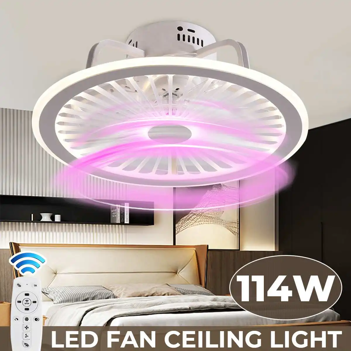 

114W Led Ceiling Fan Modern Minimalist Led Ceiling Lights Acrylic Ceiling Fan Lamp with Lights Remote Control Dimmable Fan Light