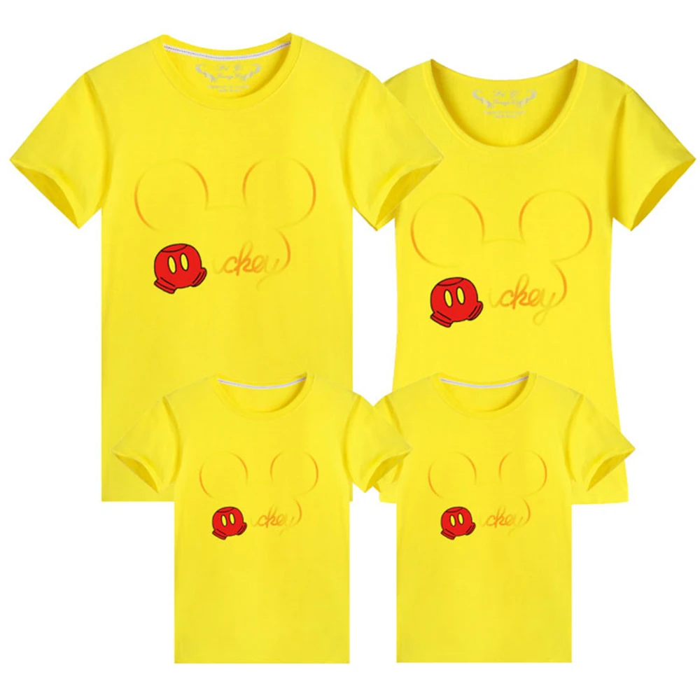 

Mickey Mother Daughter T-shirts Disney Family Matching Outfits Mom Baby Mommy And Me Tee-shirt Clothes Woman Girls Cotton Tops